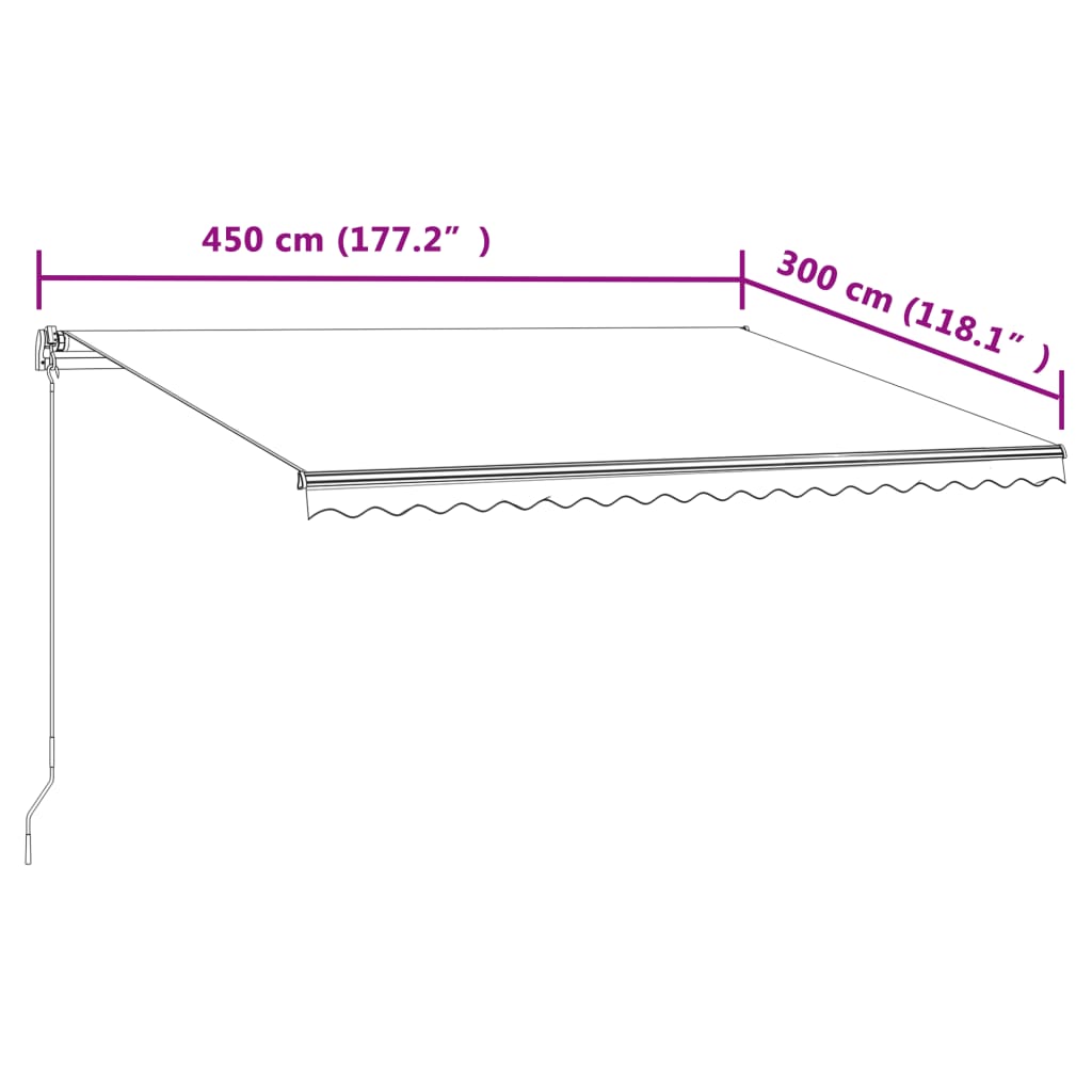 vidaXL markise 450x300 cm automatisk betjening cremefarvet