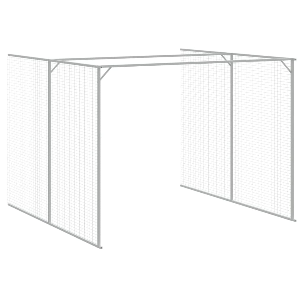 vidaXL hundehus med løbegård 214x1273x181 cm galvaniseret stål lysegrå