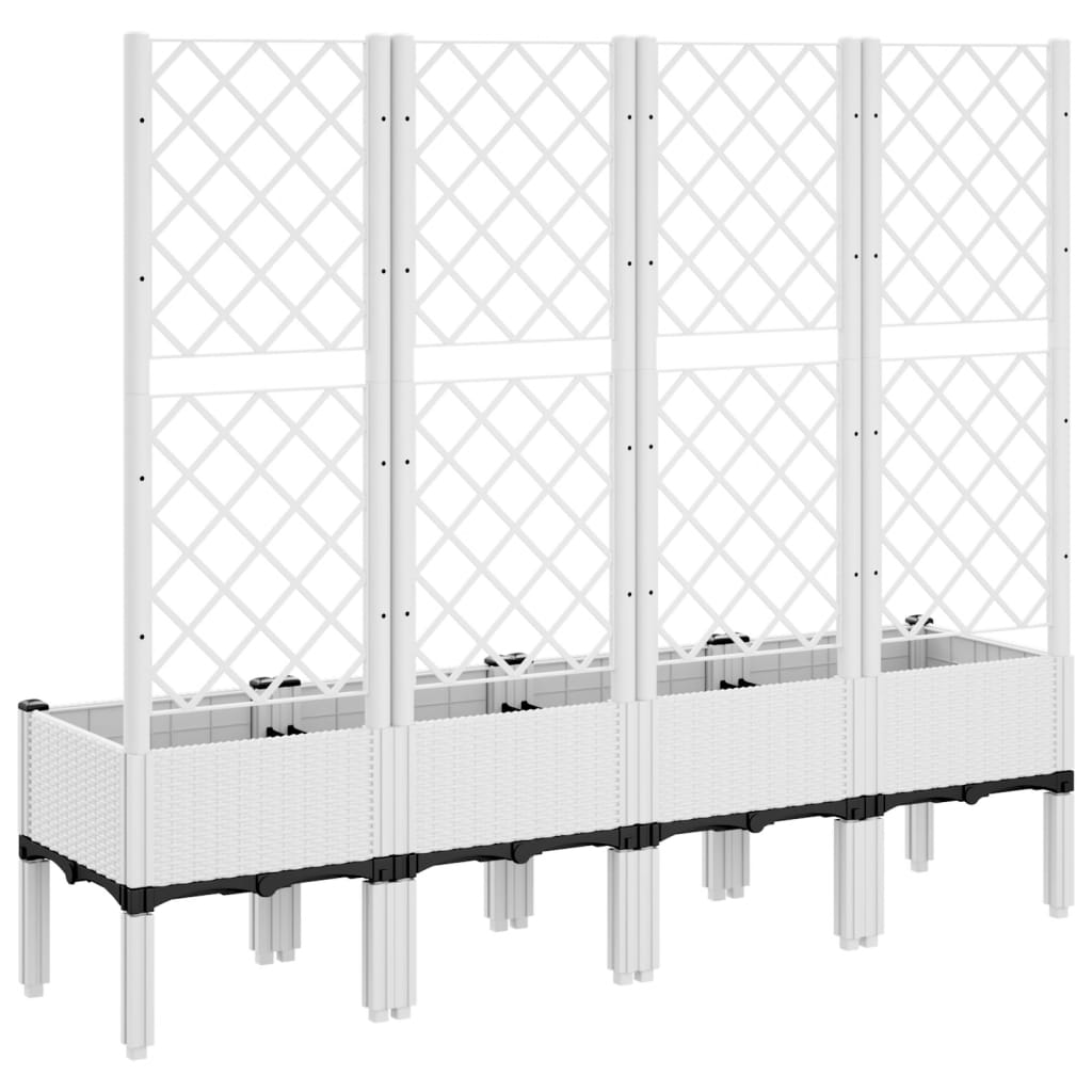 vidaXL plantekasse med espalier 160x40x142 cm PP hvid