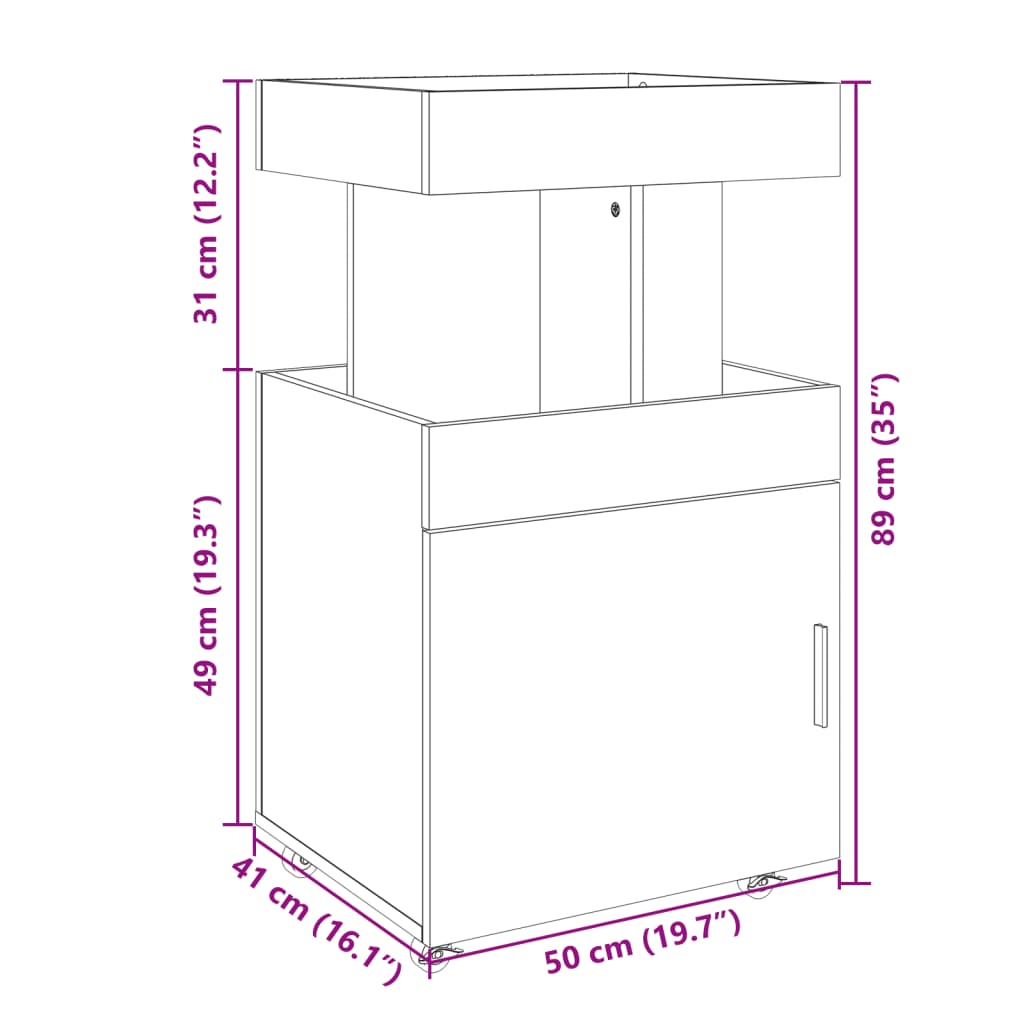 vidaXL barvogn 50x41x89 cm konstrueret træ brun egetræsfarve