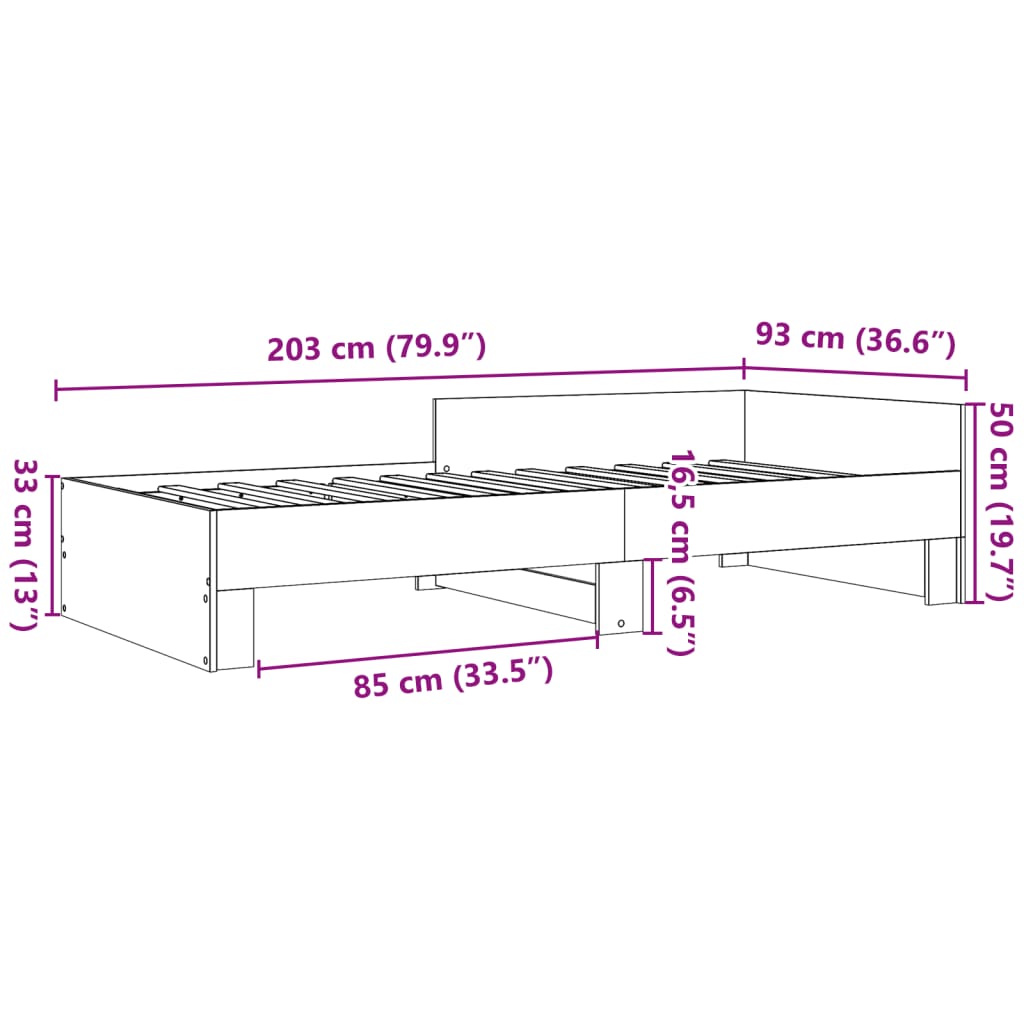 vidaXL sengeramme 90x200 cm uden madras konstrueret træ sonoma-eg