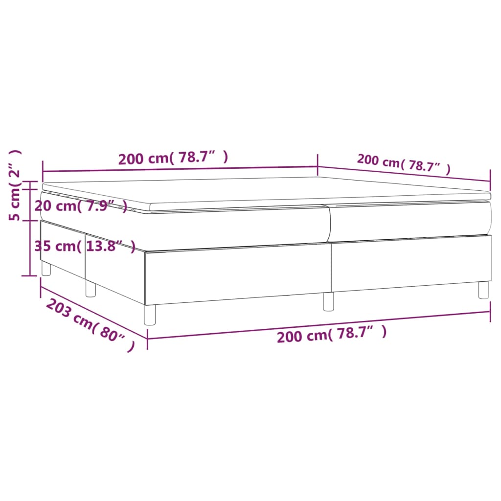 vidaXL kontinentalseng med madras 200x200 cm kunstlæder sort