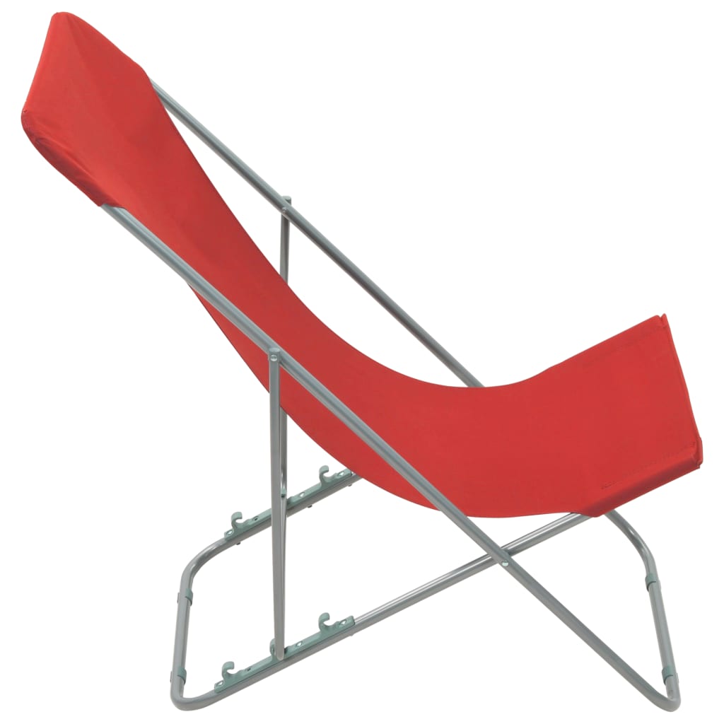 vidaXL foldbare strandstole 2 stk. stål og oxfordstof rød