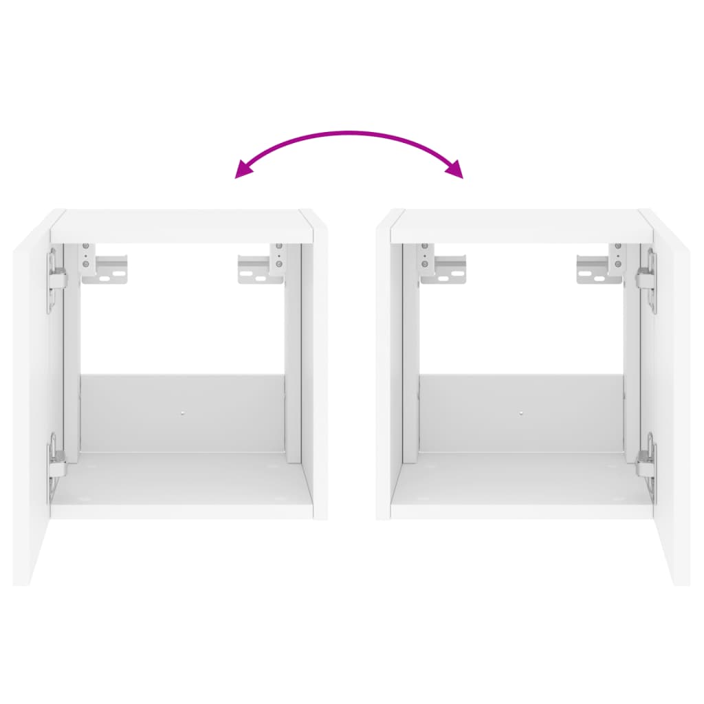 vidaXL væghængte tv-borde 2 stk. med LED-lys 30,5x35x30 cm hvid