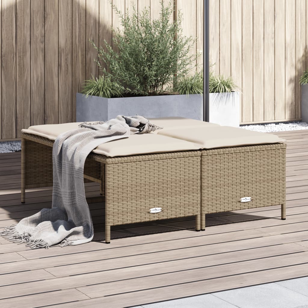 vidaXL haveskamler 4 stk. med hynder polyrattan beige