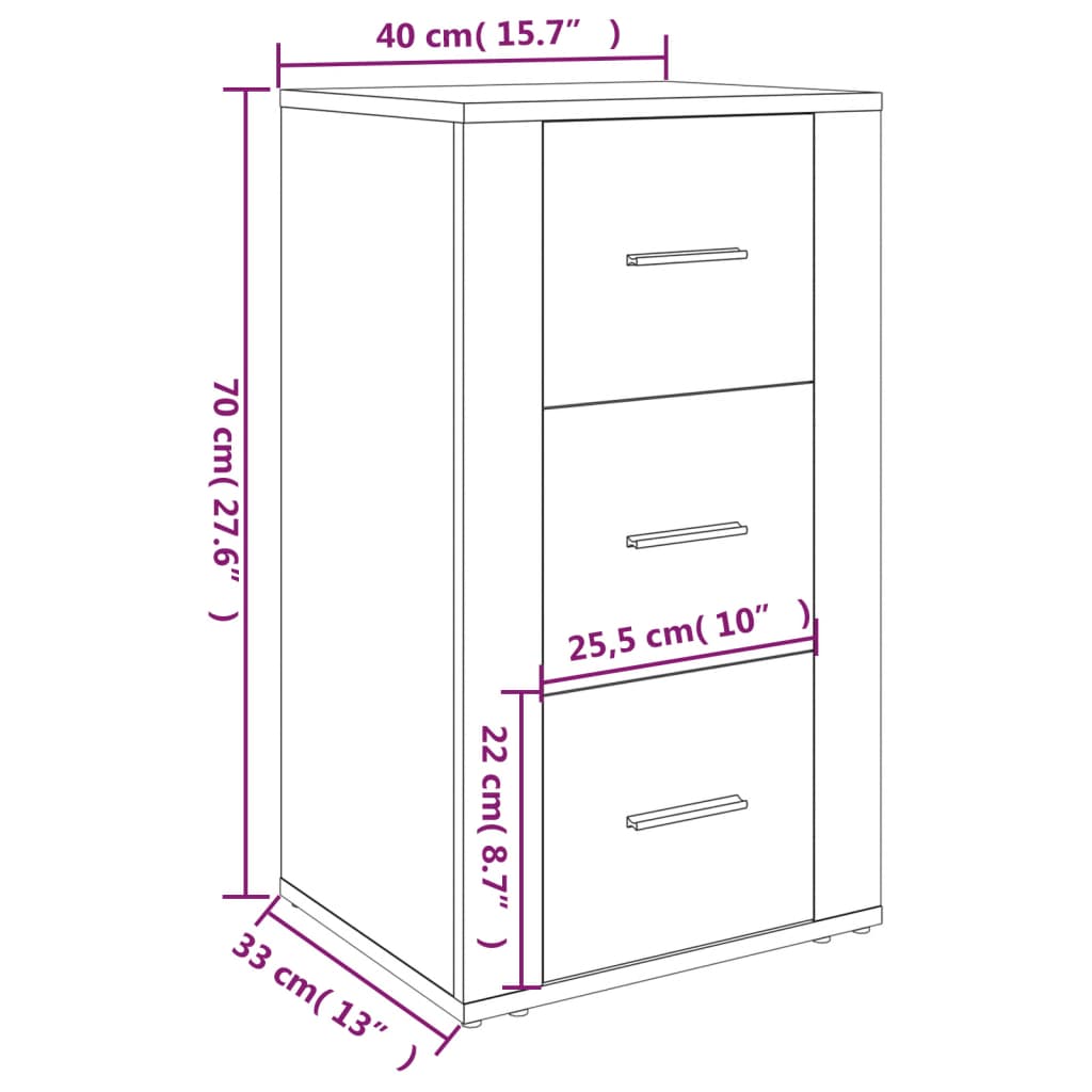 vidaXL skænk 40x33x70 cm konstrueret træ betongrå