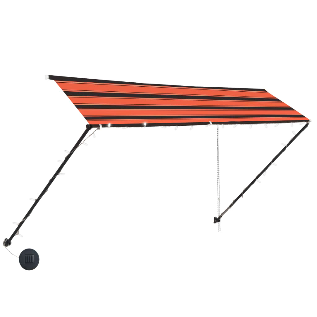 vidaXL foldemarkise med LED 300x150 cm orange og brun