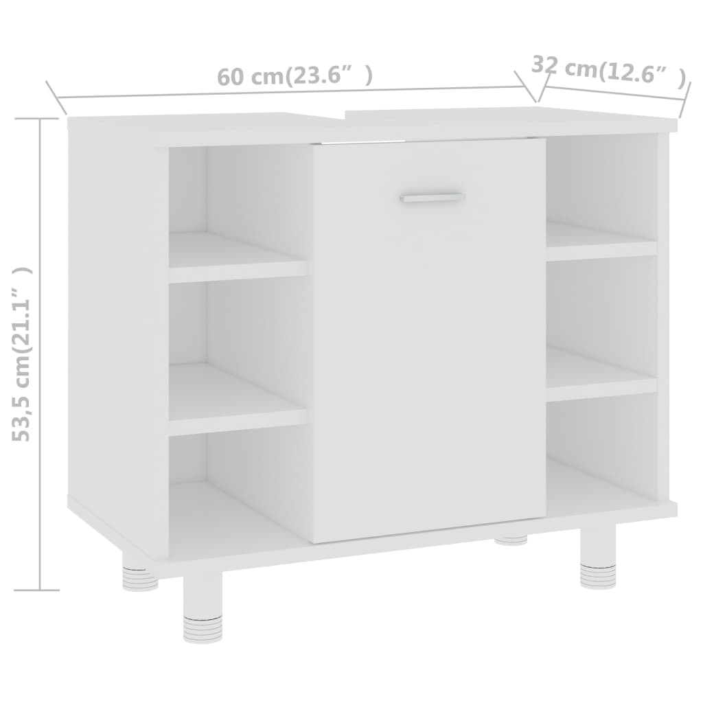 vidaXL badeværelsesskab 60x32x53,5 cm konstrueret træ hvid