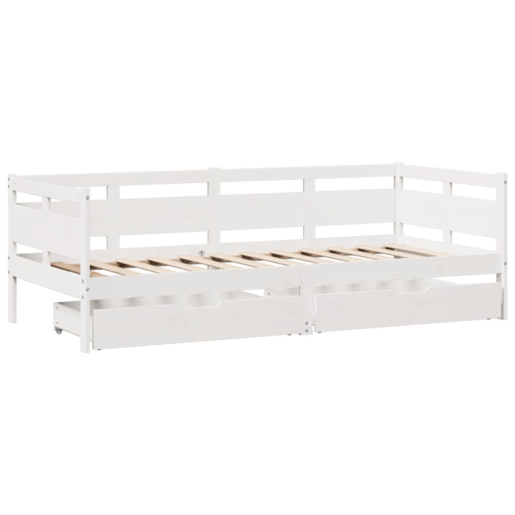 vidaXL daybed med skuffer 80x200 cm massivt fyrretræ hvid