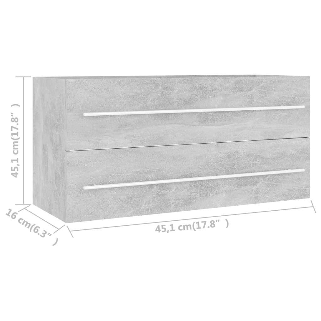 vidaXL møbelsæt til badeværelse 2 dele konstrueret træ betongrå