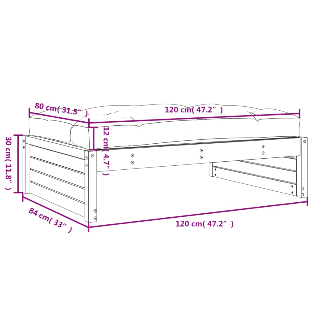 vidaXL udendørs fodskammel 120x80 cm massivt douglasgran