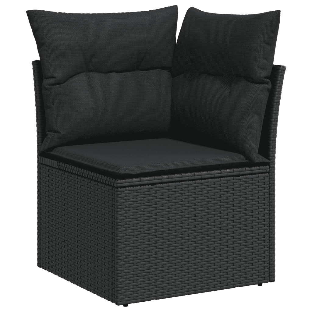 vidaXL sofasæt til haven 7 dele med hynder polyrattan sort