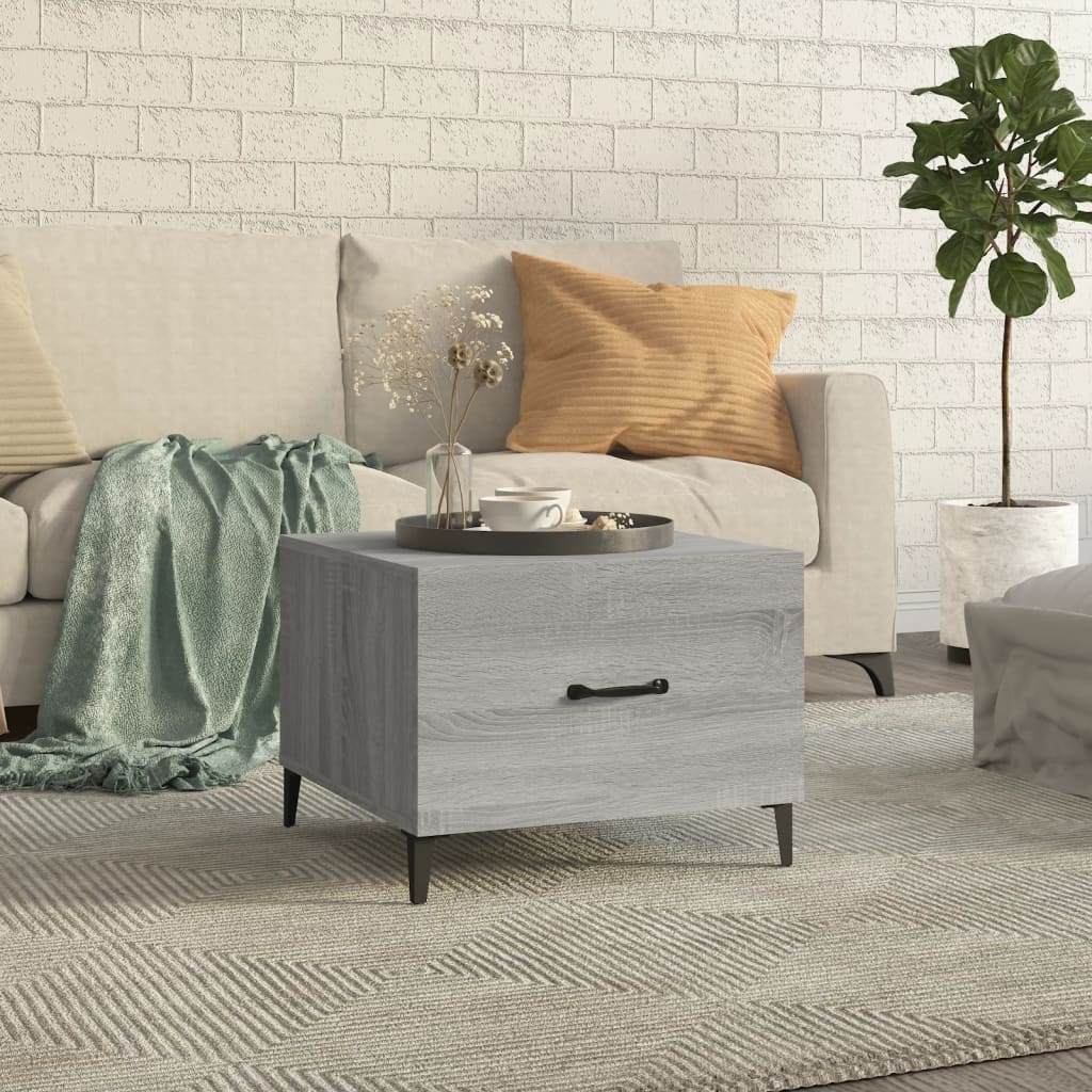 vidaXL sofabord med metalben 50x50x40 cm grå sonoma-eg