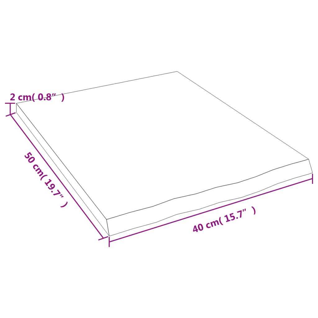 vidaXL væghylde 40x50x2 cm behandlet massivt egetræ lysebrun