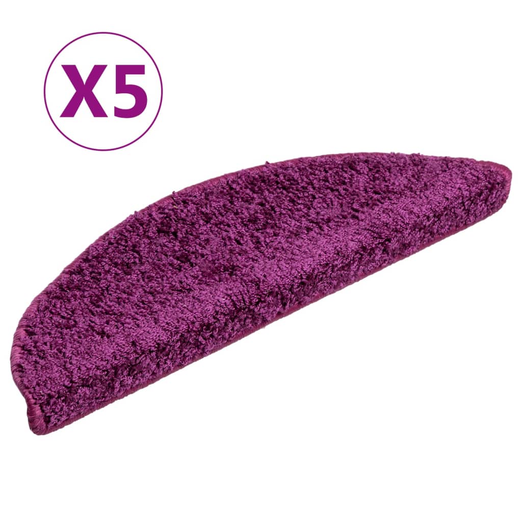 vidaXL trappemåtter 5 stk. 56x17x3 cm violet