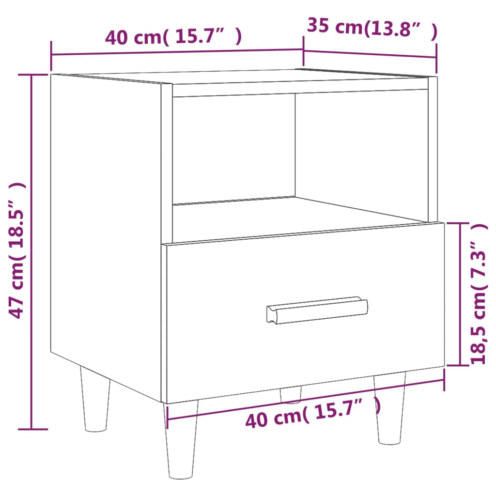 vidaXL sengebord 40x35x47 cm sort