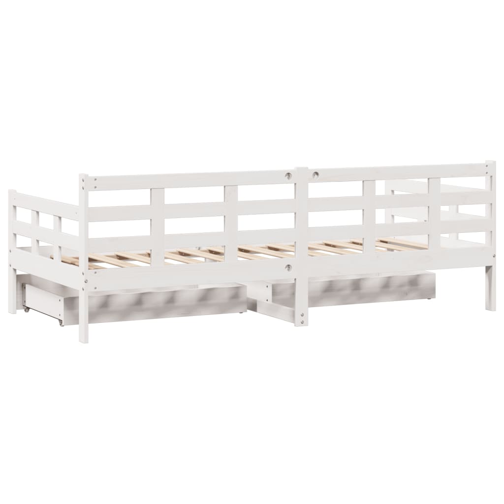 vidaXL daybed med skuffer 80x200 cm massivt fyrretræ hvid