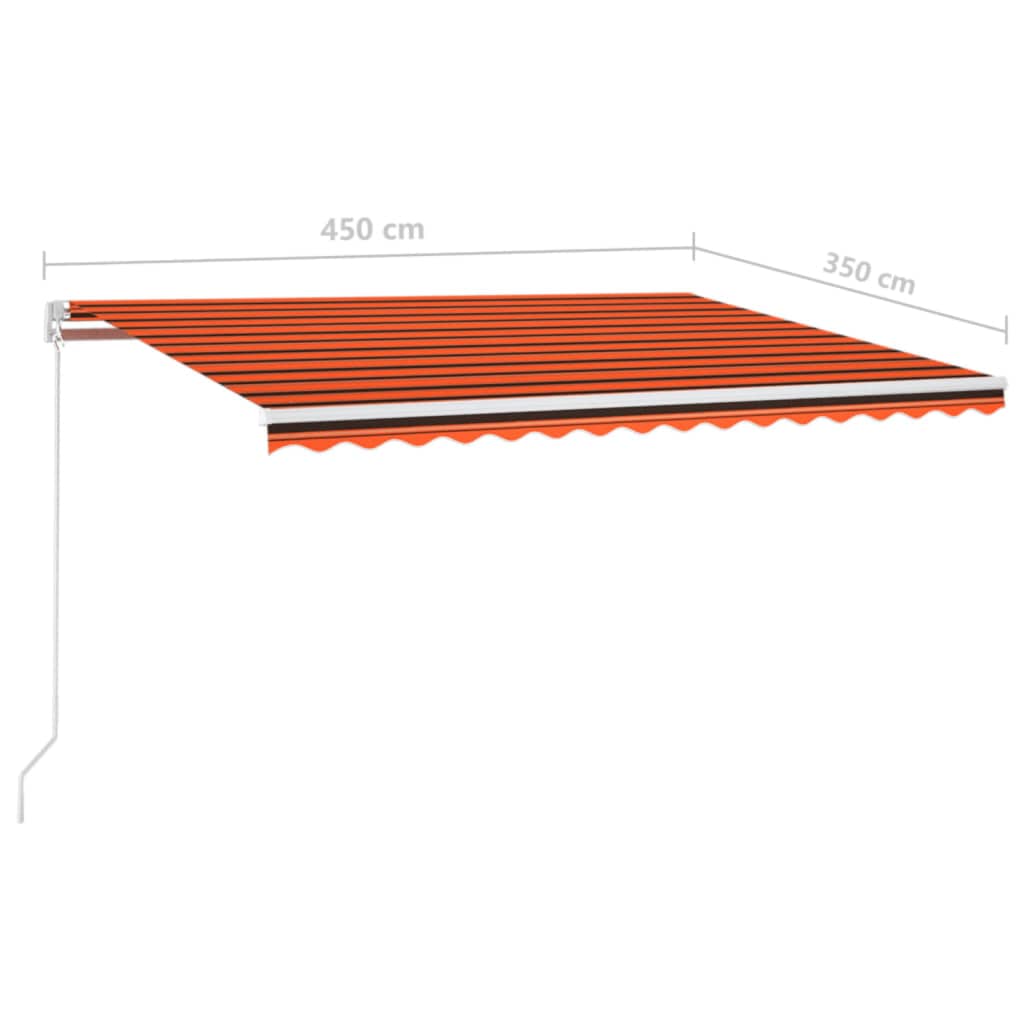 vidaXL markise 450x350 cm manuel betjening orange og brun