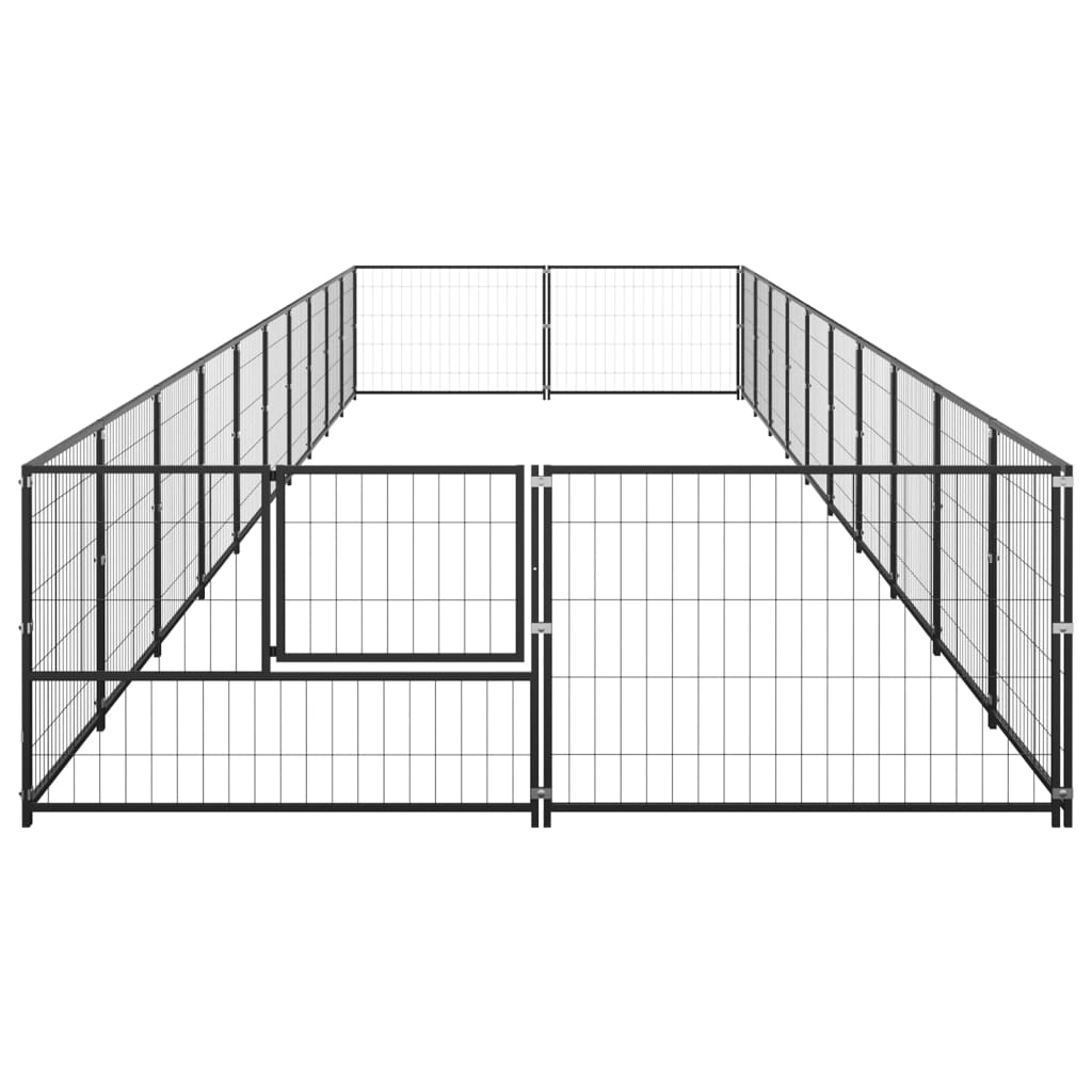 vidaXL hundeløbegård 20 m² stål sort