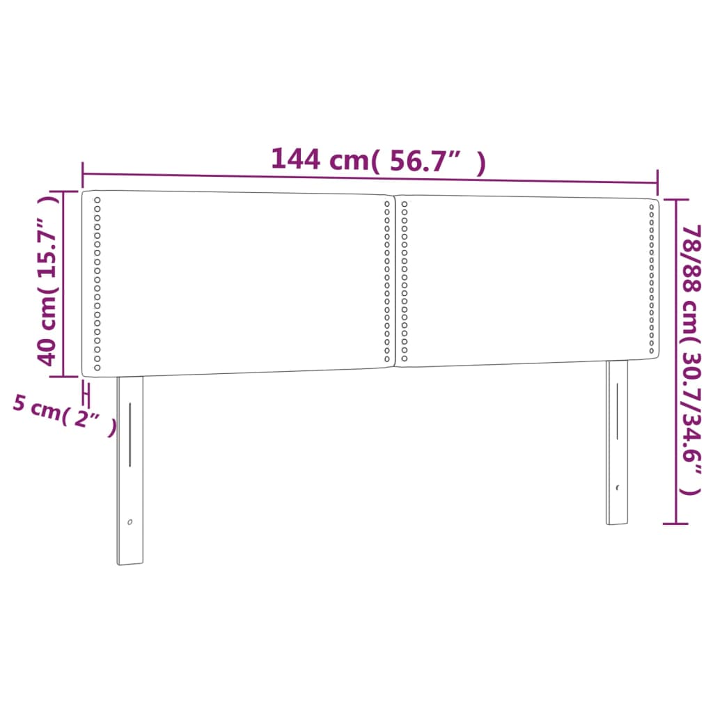 vidaXL sengegavl med LED-lys 144x5x78/88 cm kunstlæder grå