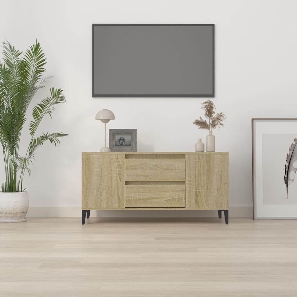 vidaXL tv-bord 102x44,5x50 cm konstrueret træ sonoma-eg