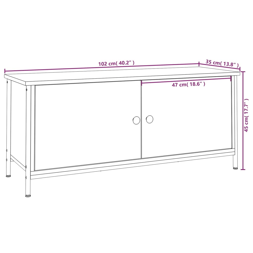 vidaXL tv-bord med låger 102x35x45 cm konstrueret træ sort