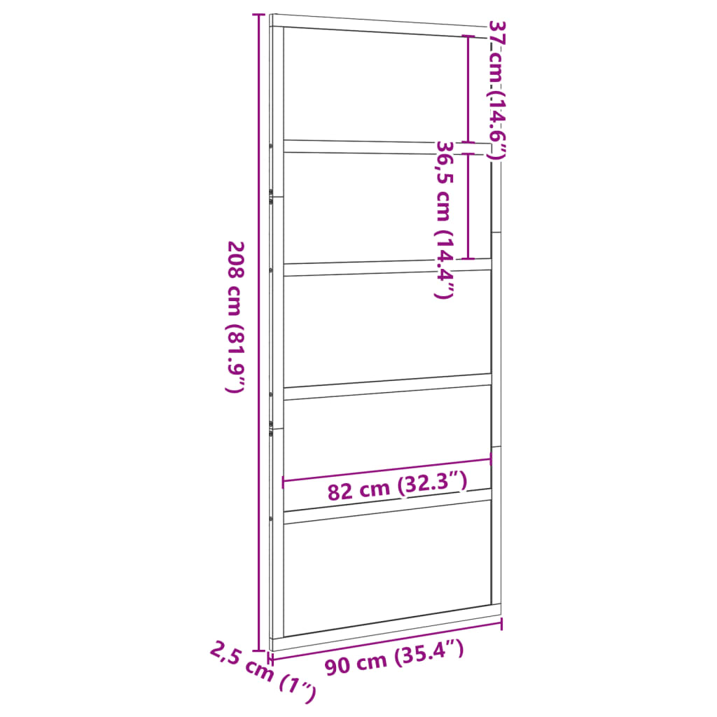 vidaXL skydedør 90x208 cm massivt fyrretræ hvid