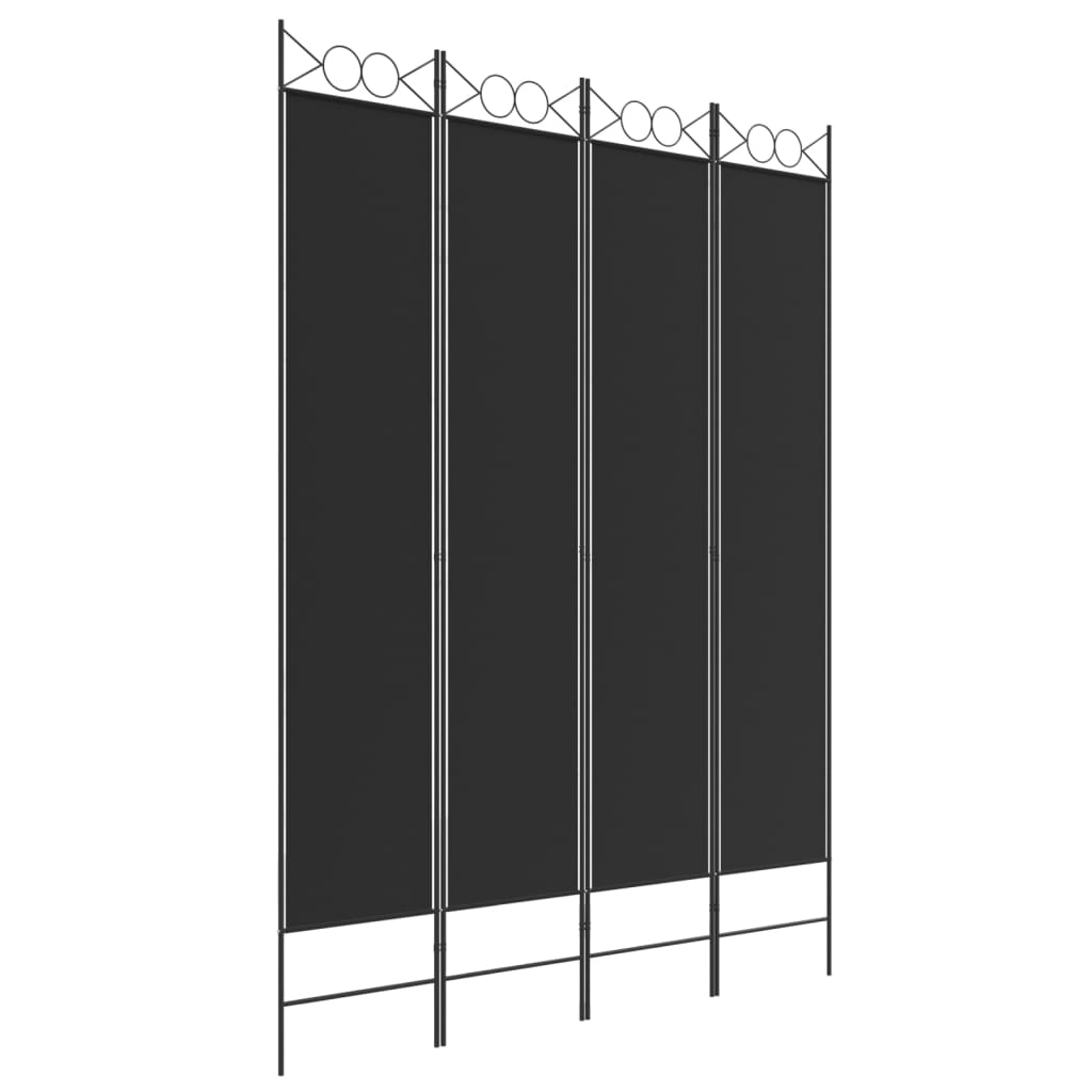 vidaXL 4-panels rumdeler 160x220 cm stof sort