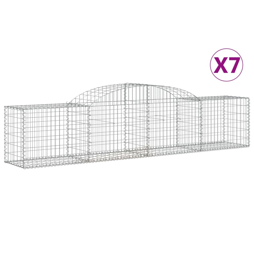 vidaXL buede gabionkurve 7 stk. 300x50x60/80 cm galvaniseret jern