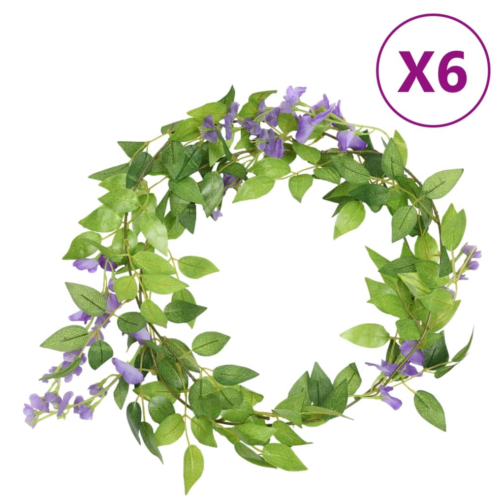 vidaXL blomsterguirlander til jul 6 stk. 200 cm lilla