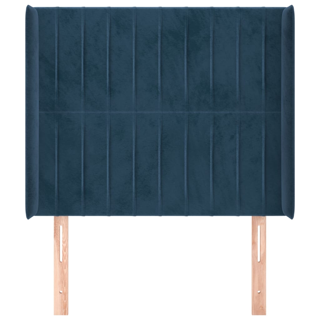 vidaXL sengegavl med kanter 93x16x118/128 cm fløjl mørkeblå