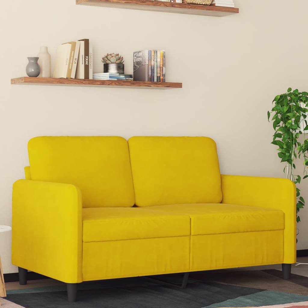 vidaXL 2-personers sofa 120 cm fløjl gul