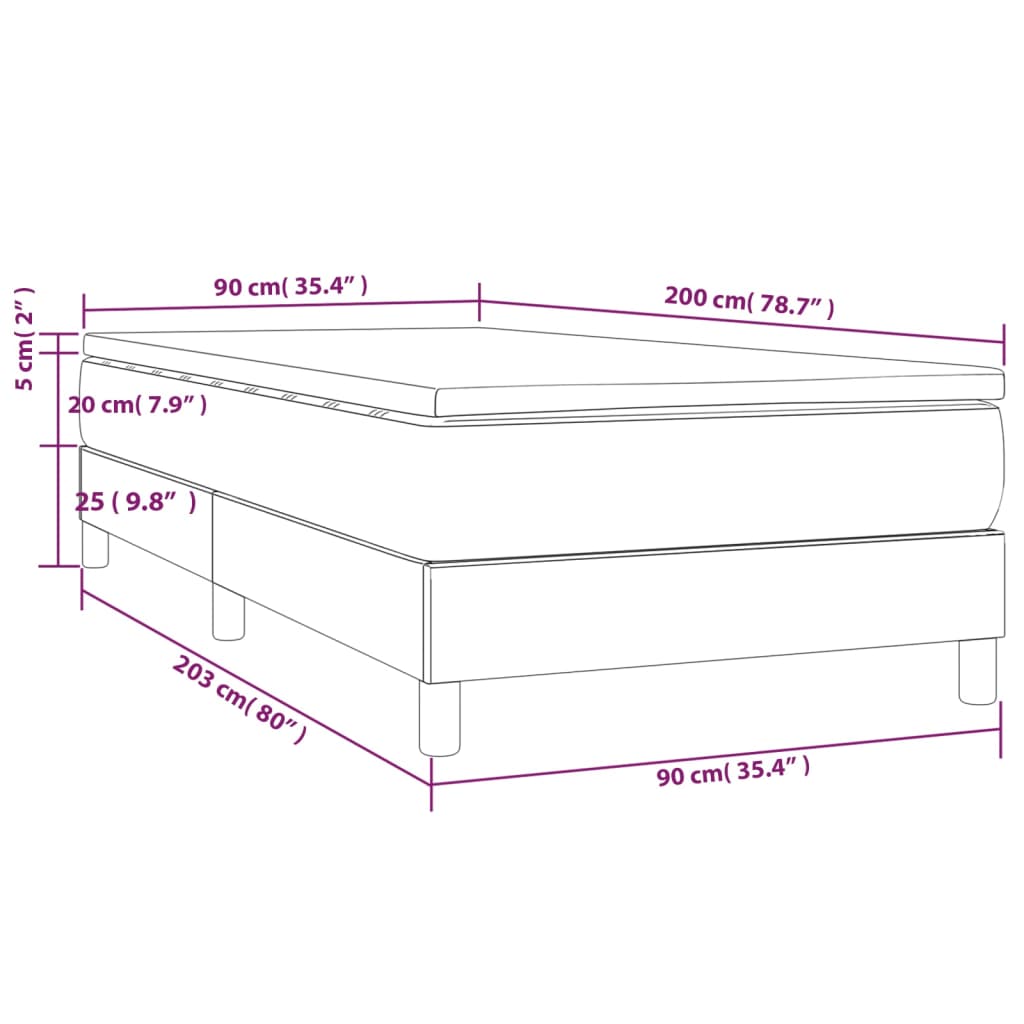 vidaXL kontinentalseng med madras 90x200 cm stof cremefarvet