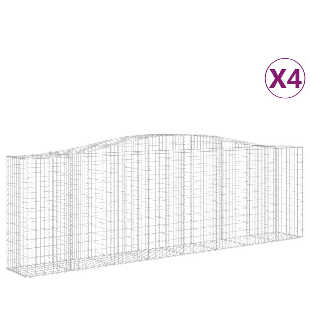 vidaXL buede gabionkurve 4 stk. 400x50x120/140 cm galvaniseret jern