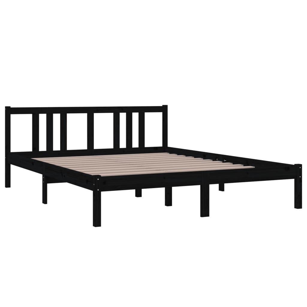 vidaXL sengeramme 150x200 cm King Size massivt træ sort