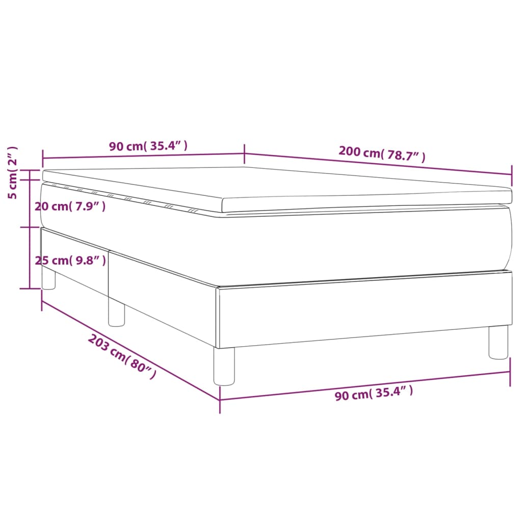 vidaXL kontinentalseng med madras 90x200 cm stof blå