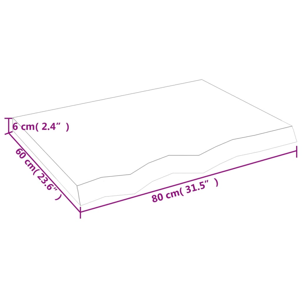 vidaXL bordplade 80x60x(2-6) cm ubehandlet massivt egetræ