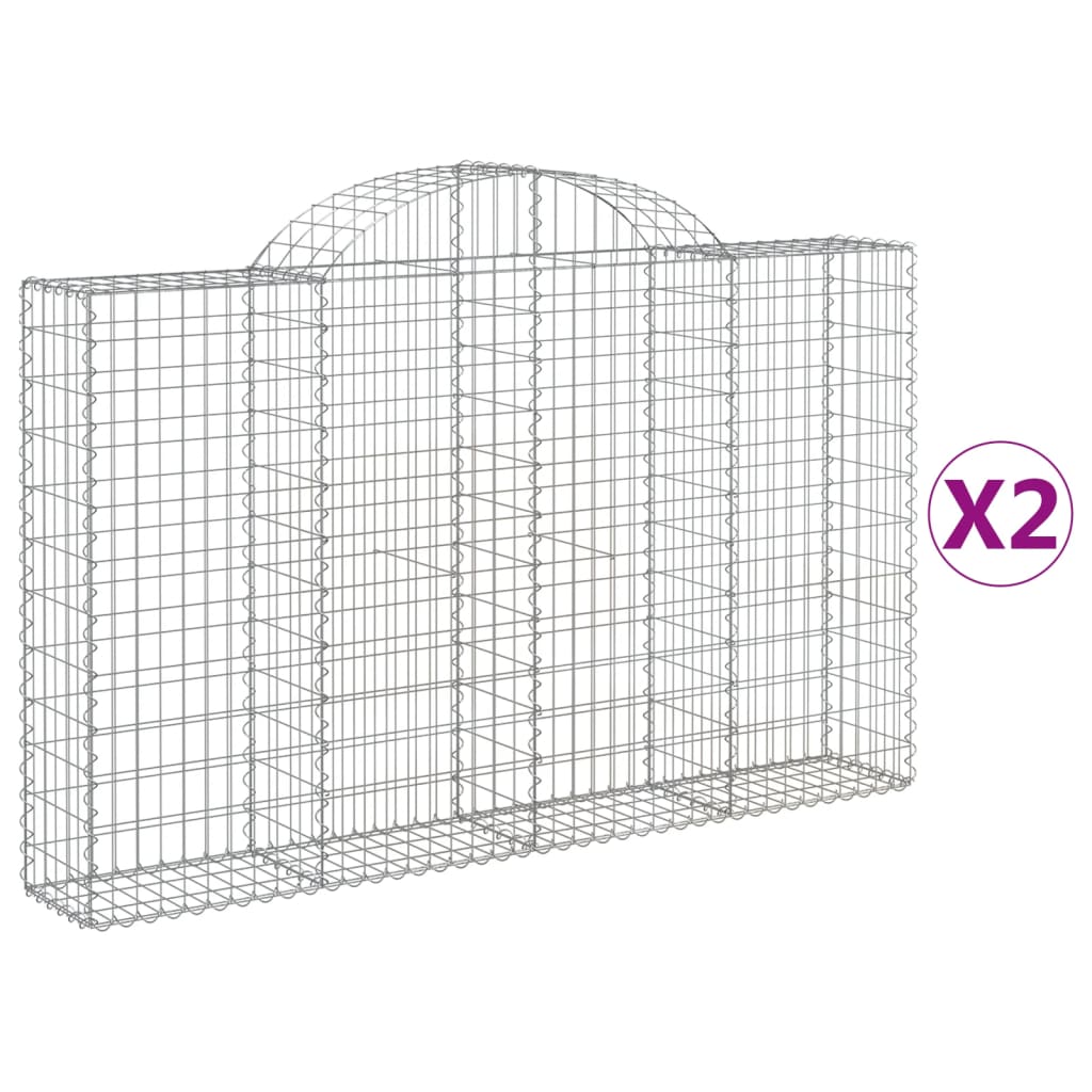 vidaXL buede gabionkurve 2 stk. 200x30x120/140 cm galvaniseret jern