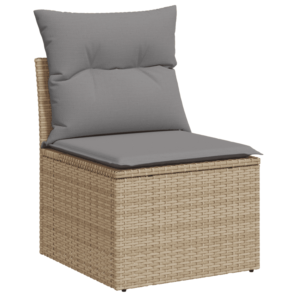 vidaXL spisebordssæt til haven 9 dele med hynder polyrattan beige