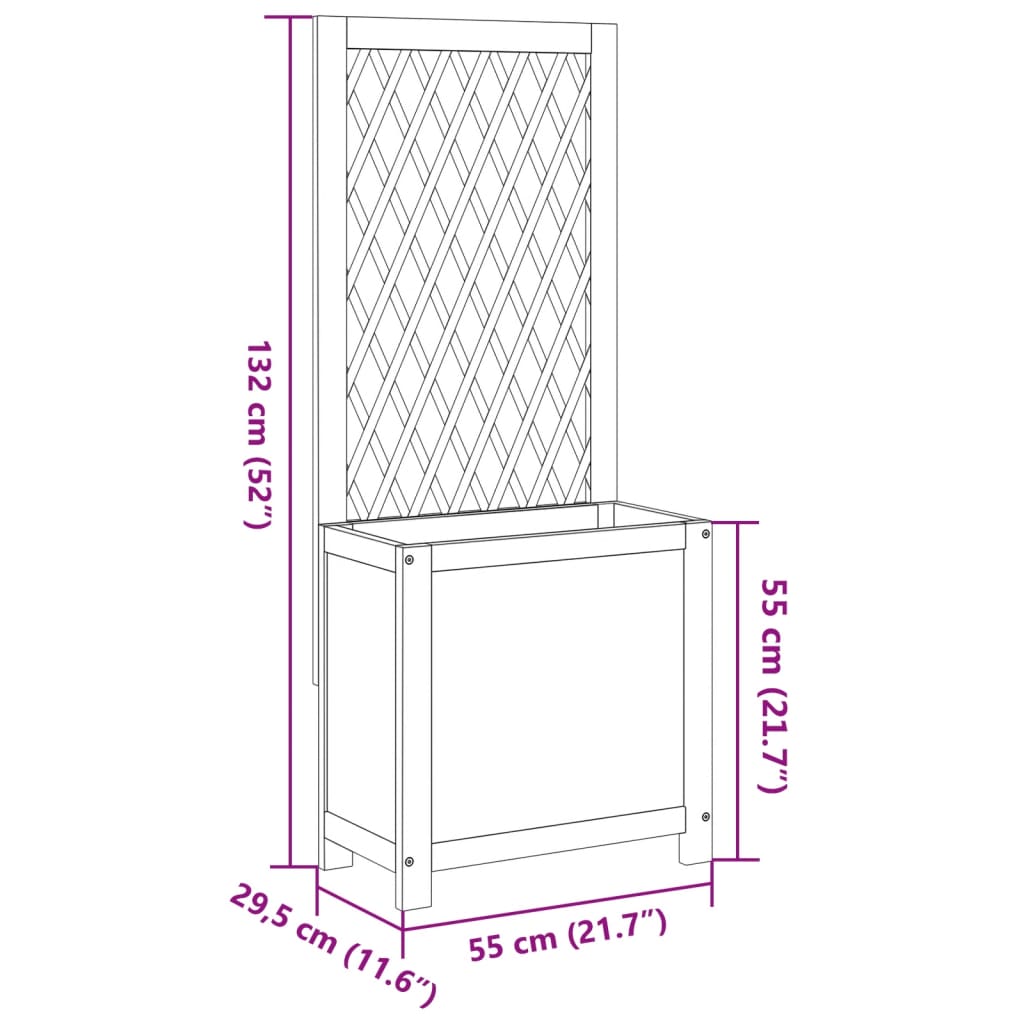 vidaXL plantekasse med espalier 55x29,5x132 cm massivt akacietræ