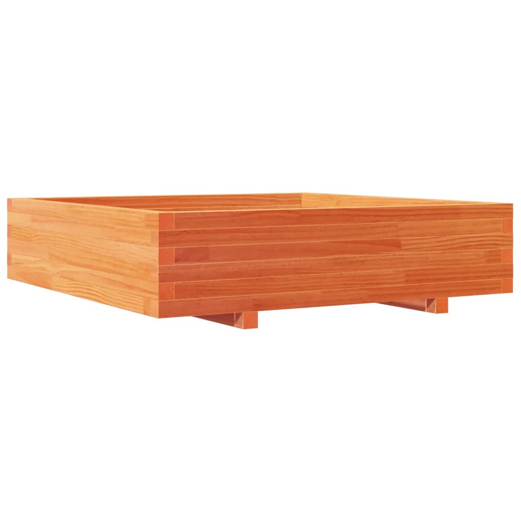 vidaXL plantekasse 100x100x26,5 cm massivt fyrretræ gyldenbrun