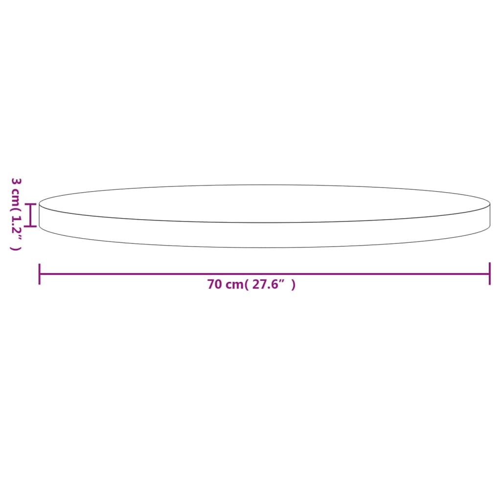 vidaXL bordplade Ø70x3 cm rund massivt fyrretræ hvid