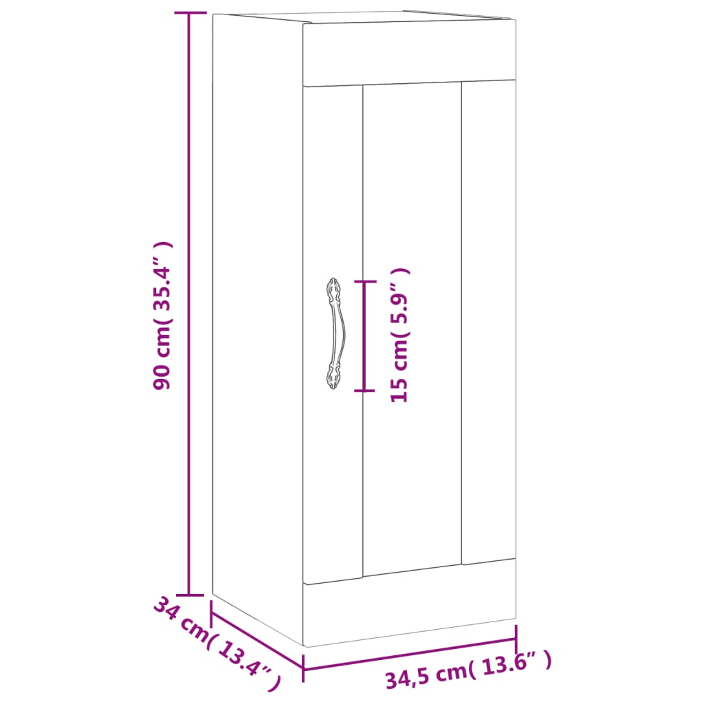 vidaXL vægskab 34,5x34x90 cm sonoma-eg