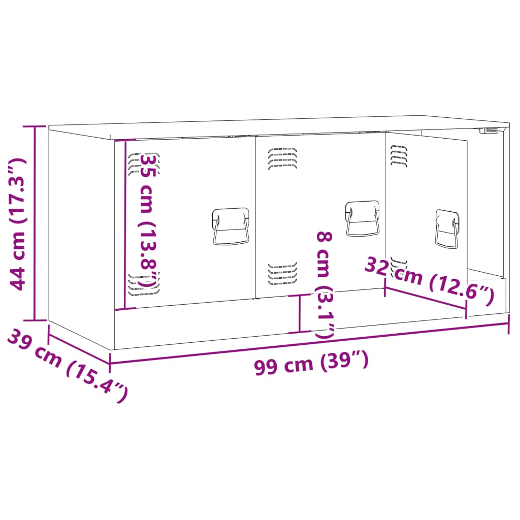 vidaXL tv-bord 99x39x44 cm stål olivengrøn