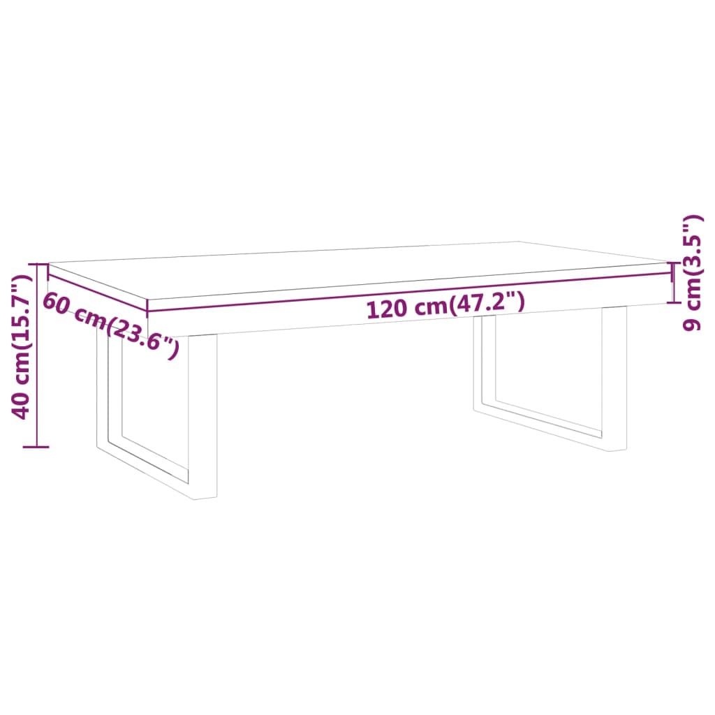 vidaXL sofabord 120x60x40 cm MDF og jern mørkebrun og sort