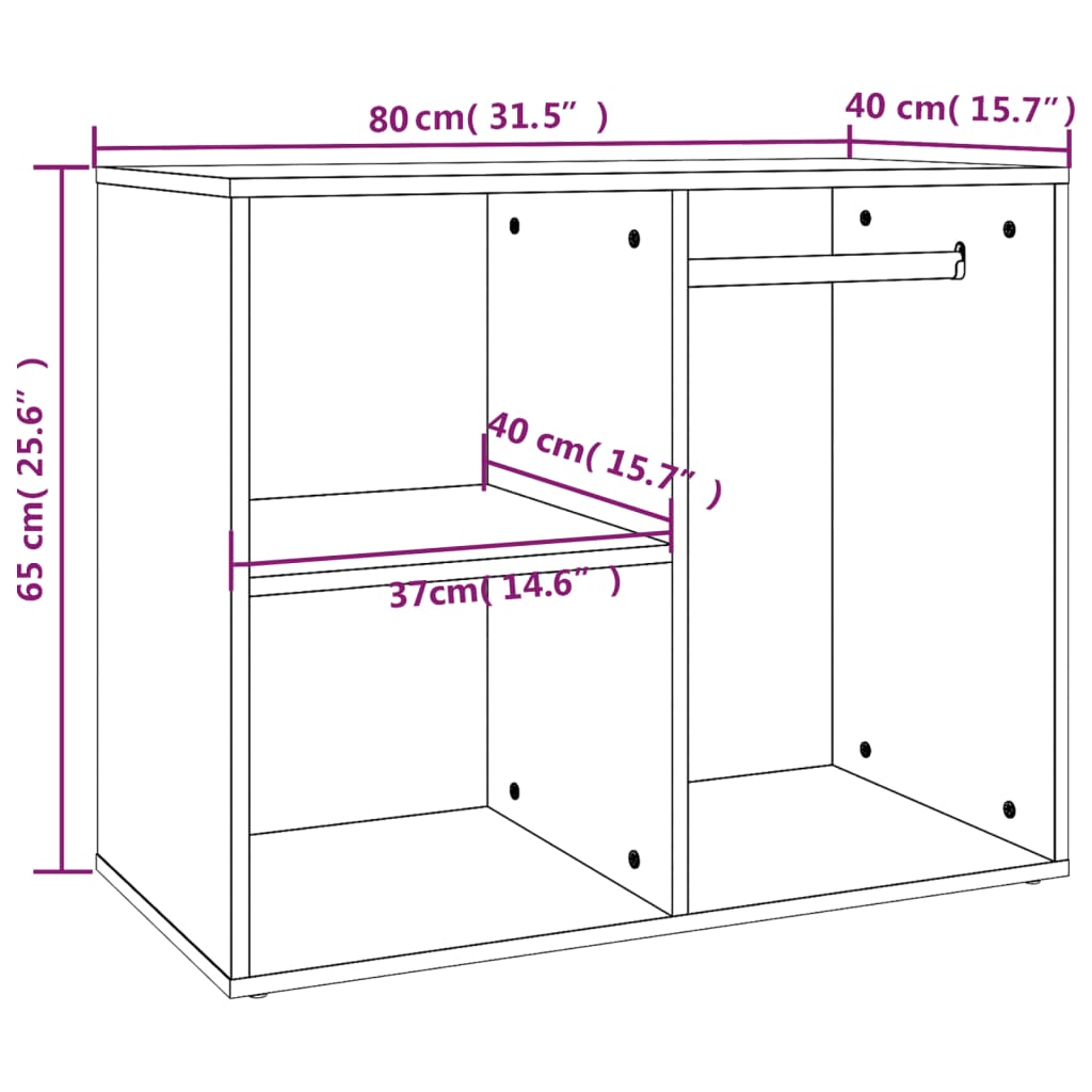 vidaXL skab 80x40x65 cm konstrueret træ sort