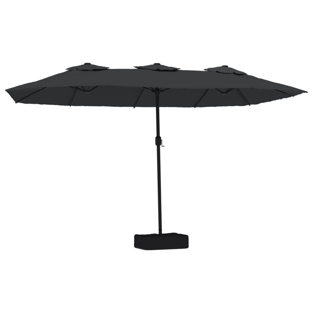 vidaXL parasol med dobbelt parasoldug og LED-lys 449x245 cm sort