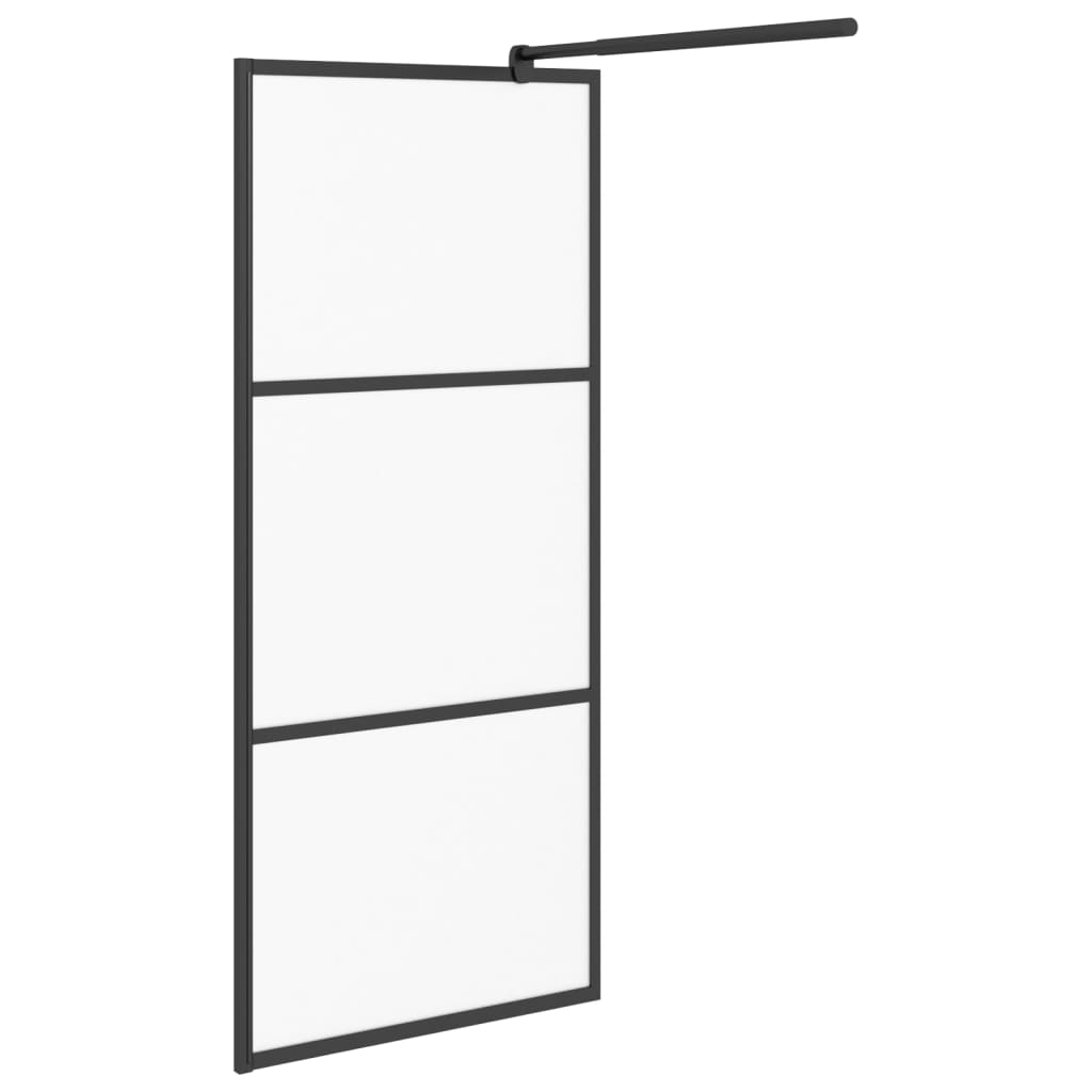 vidaXL brusevæg 90x195 cm matteret sikkerhedsglas sort