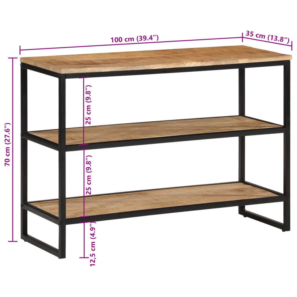 vidaXL konsolbord 100x35x70 cm massivt ru mangotræ