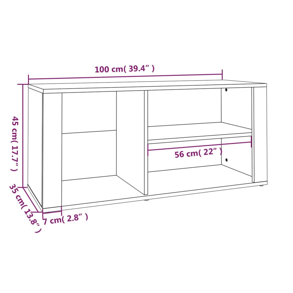 vidaXL skoreol 100x35x45 cm konstrueret træ sort